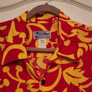 Authentic Hawaii Kalakaua Red and Yellow Hawaiian Shirt